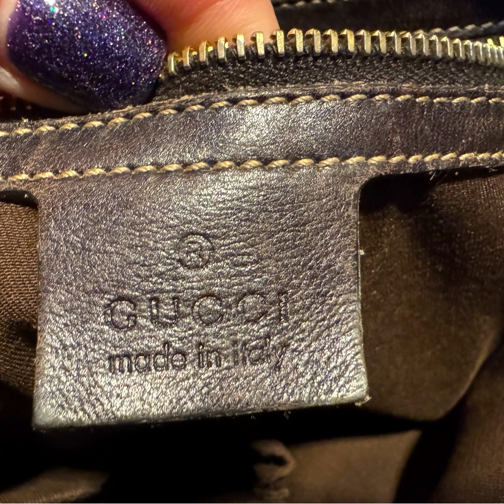 Gucci Tote GG Supreme Canvas Tote Vintage Small Monogram Brown Leather Trim COA - Picture 9 of 11